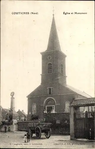 Ak Coutiches Nord, Kirche, Denkmal