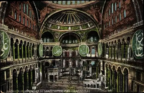 Ak Konstantinopel Istanbul Türkiye, Moschee der Heiligen Sophie, Innenraum