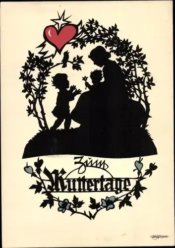 Scherenschnitt Ak Plischke, Georg, Muttertag