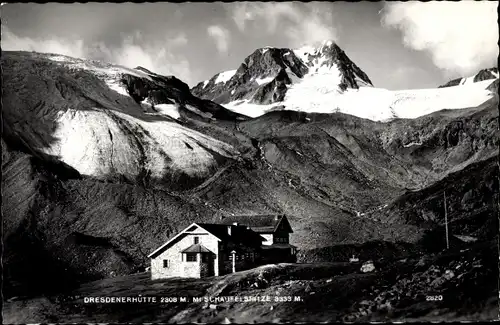 Ak Neustift im Stubaital in Tirol, Dresdner Hütte, Schaufelspitze