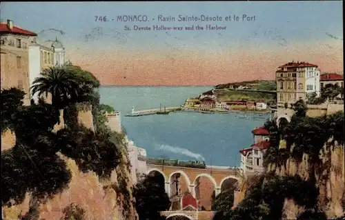 Ak Monaco, Schlucht Sainte-Devote, Hafen