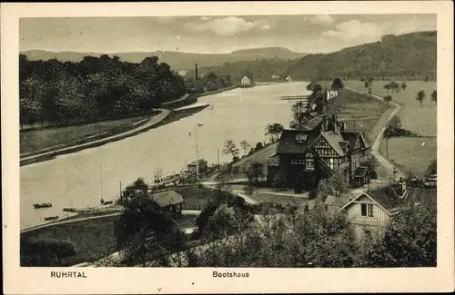 Ak Essen, Ruhrtal, Bootshaus, Fachwerkhaus