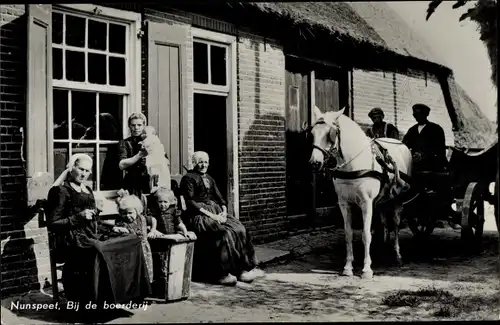 Ak Nunspeet Gelderland, Boerderij, Volkstrachten