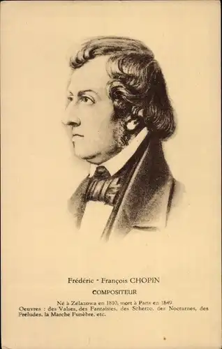 Ak Komponist Frédéric Chopin, Portrait