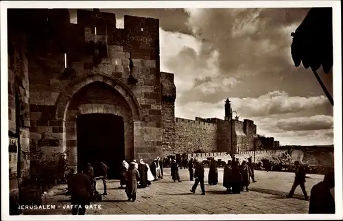 Ak Jerusalem Israel, Jaffa Gate, das Jaffator an der Stadtmauer