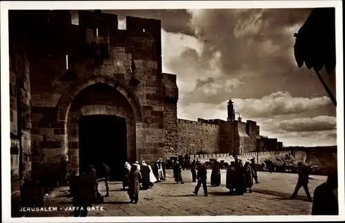 Ak Jerusalem Israel, Jaffa Gate, das Jaffator an der Stadtmauer
