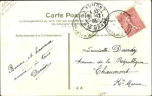 Präge Ak Glückwunsch Neujahr 1906, Glücksklee, Maiglöckchen