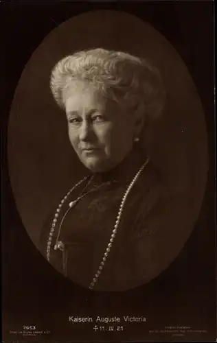 Passepartout Ak Kaiserin Auguste Viktoria, Portrait, Trauerkarte zum Tod
