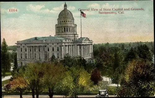 Ak Sacramento, Kalifornien, USA, State Capitol und Gelände