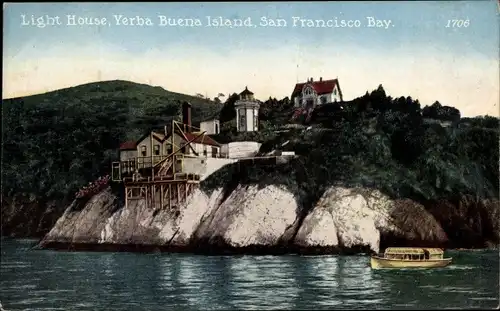 Ak San Francisco Bay Kalifornien, Leuchtturm, Yerba Buena Island