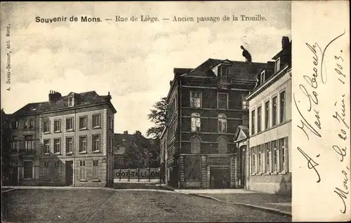 Ak Mons Wallonia Hennegau, Rue de Liege, ehemalige Passage de la Trouille