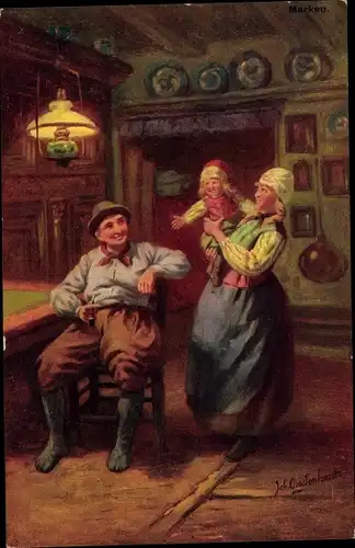 Künstler Ak Gerstenhauer, Johann Georg, Familie in niederländischer Tracht