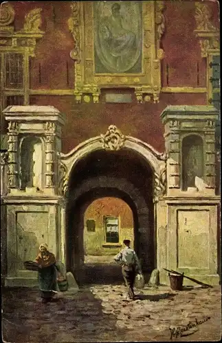 Künstler Ak Gerstenhauer, Johann Georg, niederländisches Motiv, Gebäudeportal
