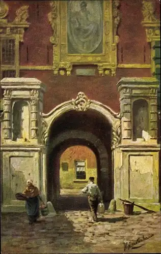 Künstler Ak Gerstenhauer, Johann Georg, niederländisches Motiv, Gebäudeportal