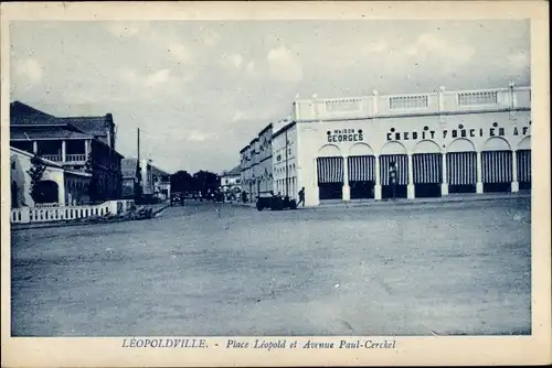 Ak Léopoldville RD Kongo Zaire, Place Léopold und Avenue Paul Cerckel