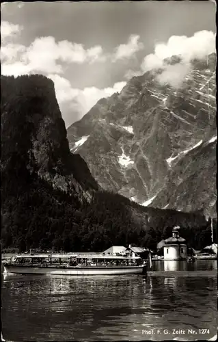 Ak Sankt Bartholomä Schönau am Königssee, Watzmann, Schiff