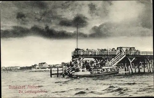Ak Ostseebad Ahlbeck Heringsdorf auf Usedom, Landungsbrücke