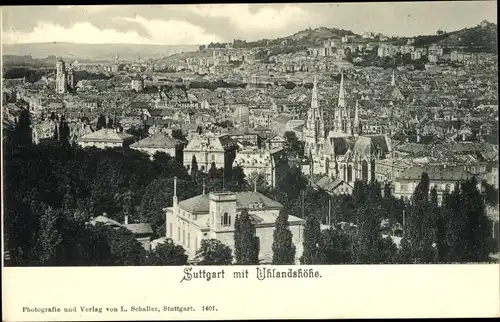 Ak Stuttgart in Württemberg, Panorama, Uhlandshöhe