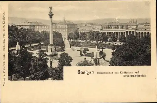 Ak Stuttgart in Württemberg, Schlossplatz, Königsbau, Kronprinzenpalais