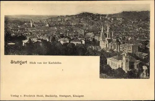 Ak Stuttgart in Württemberg, Blick von der Karlshöhe