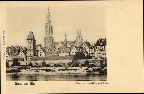 Ak Ulm an der Donau, Blick von Neu-Ulm, Ortsansicht, Münster