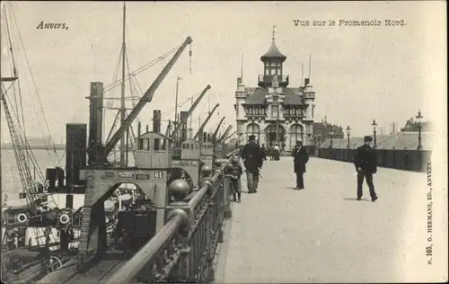 Ak Antwerpen Antwerpen Flandern, Blick auf das Nordpromenoir