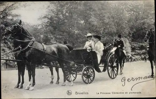 Ak Brüssel Brüssel, Prinzessin Clémentine auf einem Spaziergang, Kutsche