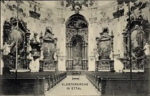 Ak Ettal Oberbayern, Klosterkirche, Inneres, Altar