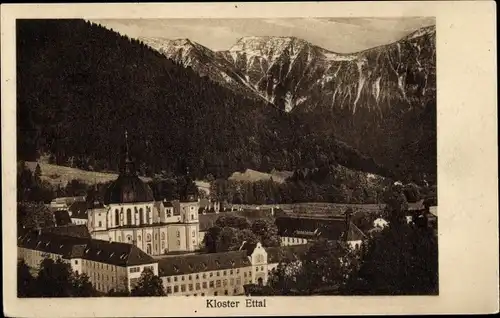 Ak Ettal Oberbayern, Kloster, Panorama