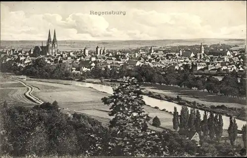 Ak Regensburg an der Donau Oberpfalz, Panorama, Dom