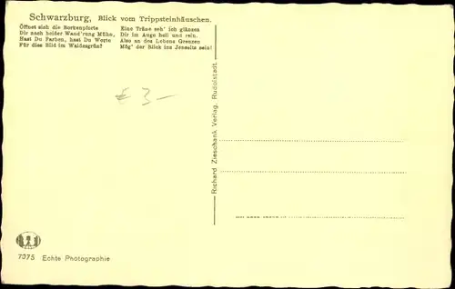 Ak Schwarzburg in Thüringen, Trippsteinhäuschen, Panorama