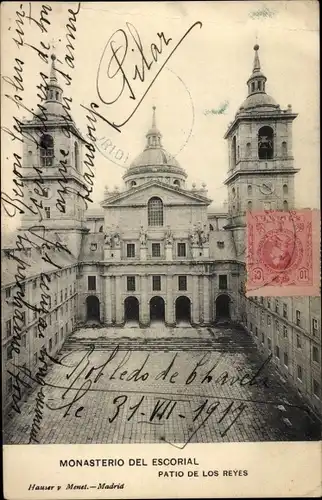 Ak San Lorenzo de El Escorial Madrid, Kloster Escorial, Hof der Könige
