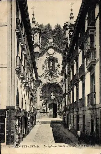 Ak Donostia San Sebastián Baskenland, Kirche Santa Maria
