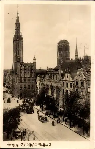 Ak Gdańsk Danzig, Artushof, Rathaus