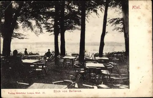 Ak Kiel, Blick vom Bellevue, Terrasse, Fluß, Dampfer