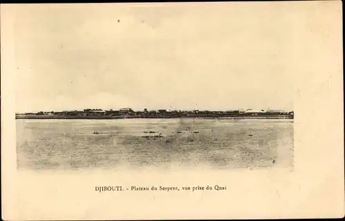 Ak Djibouti Dschibuti, Plateau de Serpent, vue prise du Quai
