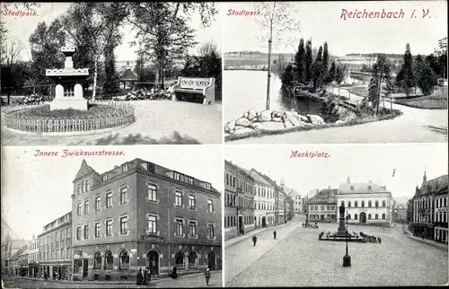 Ak Reichenbach im Vogtland, Stadtpark, Innere Zwickauer Straße, Marktplatz