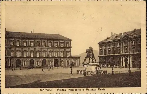 Ak Napoli Neapel Campania, Piazza Plebiscito e Palazzo Reale