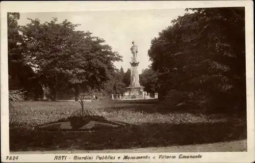 Ak Asti Torino Turin Piemonte, Giardini Pubblico e Monumento a Vittorio Emanuele