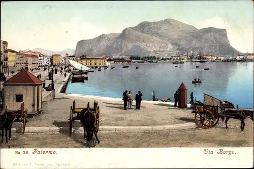 Ak Palermo Sizilien Sicilia Italien, Via Borgo