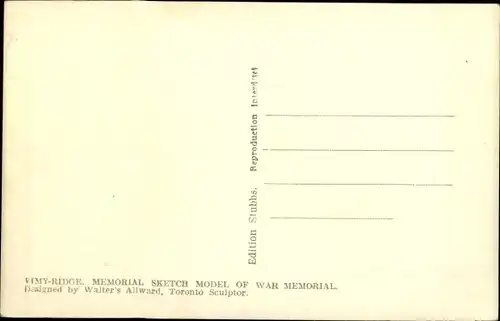 Ak Toronto Ontario Kanada, Skizzenmodell des Kriegerdenkmales