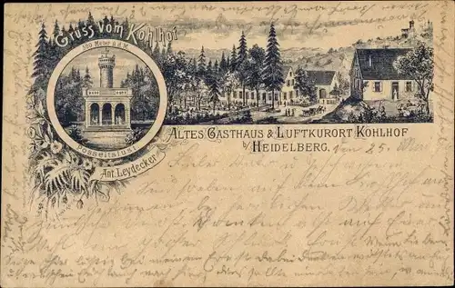 Litho Kohlhof Heidelberg am Neckar, Altes Gasthaus, Posseltslust