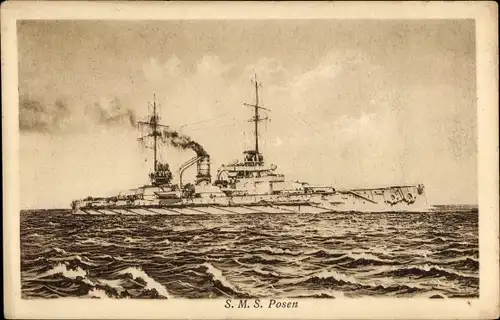 Ak Deutsches Kriegsschiff, SMS Posen, Großlinienschiff