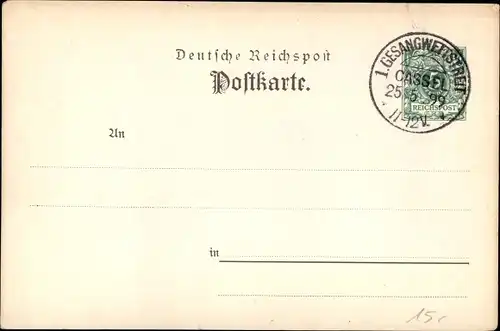 Ganzsachen Ak Doepler, Kassel in Hessen, 1. Gesangswettbewerb Deutscher Männergesangsvereine 1899