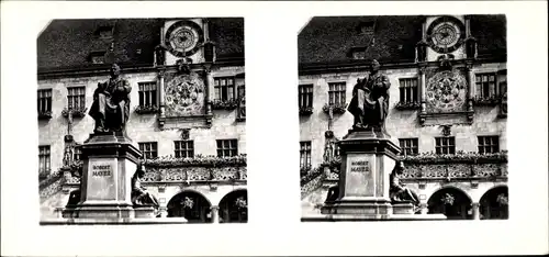 Stereo Foto Heilbronn in Baden Württemberg, Rathaus, Kunstuhr, Denkmal