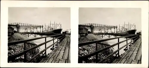 Stereo Foto Nordenham im Oldenburger Land, Wesermündung, Verladebrücken