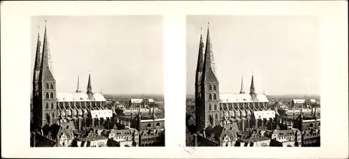 Stereo Foto Lübeck in Schleswig Holstein, Marienkirche, Stadtansicht