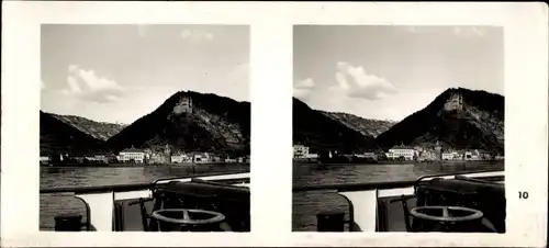 Stereo Foto St. Goarshausen im Rhein Lahn Kreis, Burg Katz