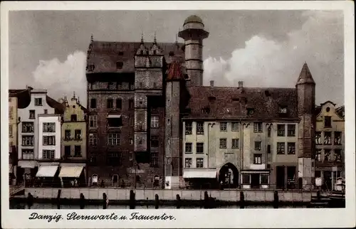 Ak Gdańsk Danzig, Sternwarte und Frauentor