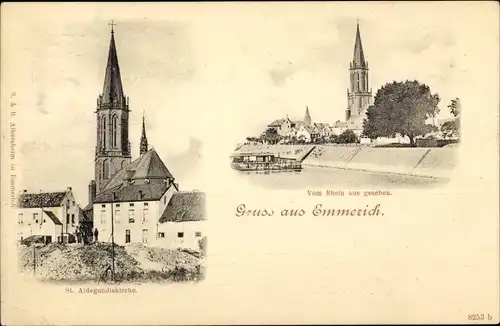Ak Emmerich am Niederrhein, St. Aldegundiskirche, Stadtansicht